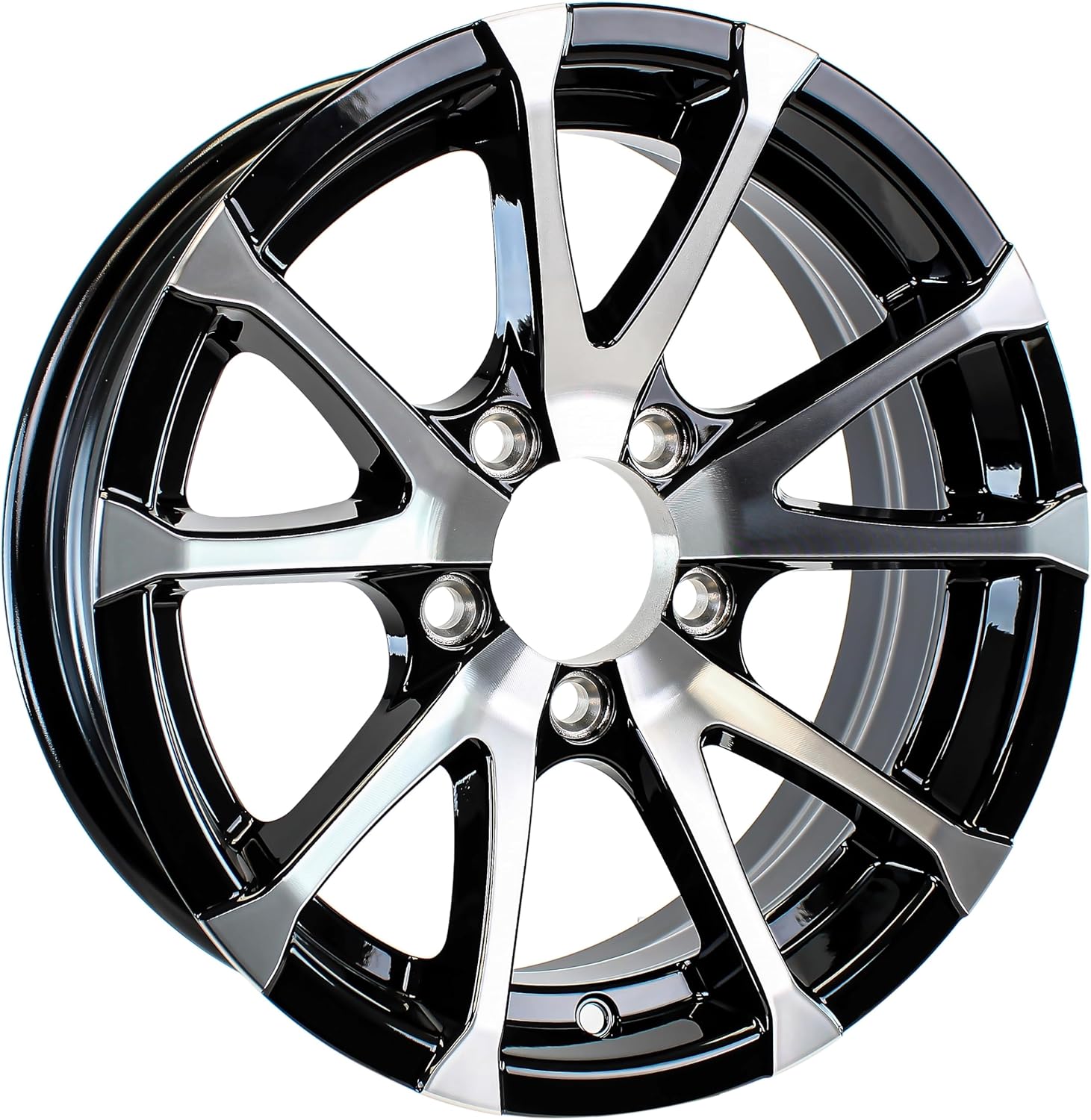 eCustomrim Aluminum Trailer Wheel 15X6 15" Rim Black and Machined 5 Lug Avalanche