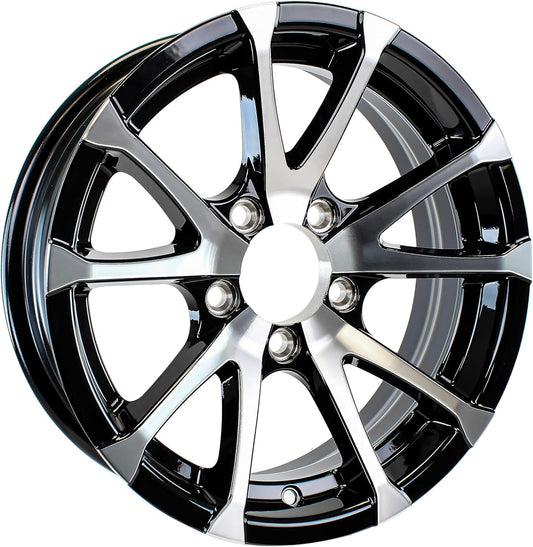 eCustomrim Aluminum Trailer Wheel 15X6 15" Rim Black and Machined 5 Lug Avalanche