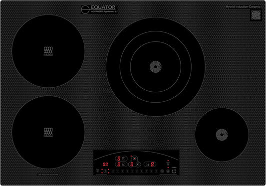 Equator 30-inch Electric Hybrid Cooktop Equator Design with 2 Induction & 2 Ceramic Burners Dual Cooking Modes for Flexible, Fast, and Efficient Cooking Sleek Built-in Design
