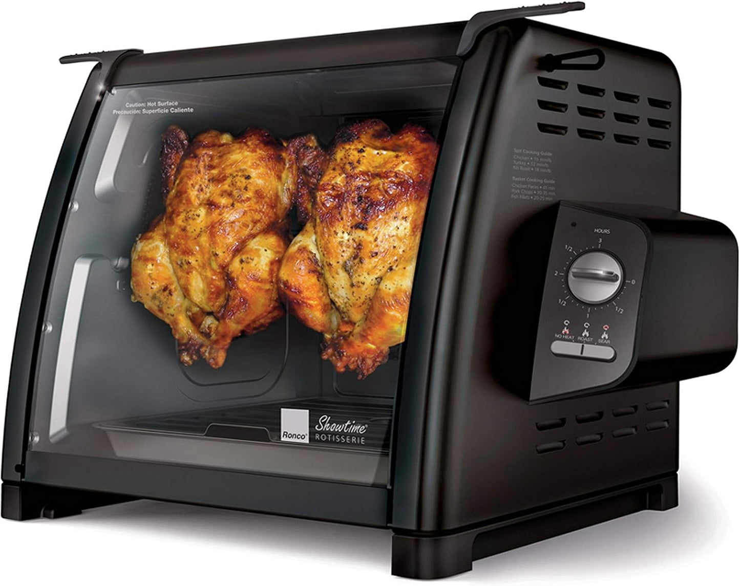 Ronco Showtime Large Capacity Rotisserie & BBQ Oven Modern Edition, Simple Switch Controls, Silicone Door Tie, Auto Shutoff, Includes Multipurpose Basket