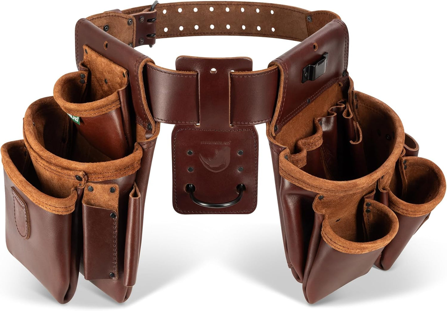 STRONGLAD 21-Pocket Tool Belt – Full-Grain Leather Carpenter Bags, Oil-Tanned Construction Gear