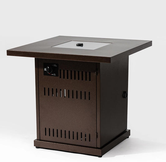 28" Propane Gas Fire Pit Table, 50000 BTU Square Fire Pit Stainless Steel Burner and Lava Rocks for Outside Patio Deck Garden Courtyard