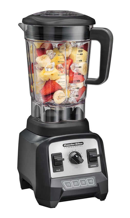 Proctor Silex Commercial 55000 High-Performance Blender, 2.4 Peak hp, Variable Speed Dial, BPA-Free 64 oz./1.8 L Container, 17.32" Height, 7.6" Width, 8.69" Length, Black