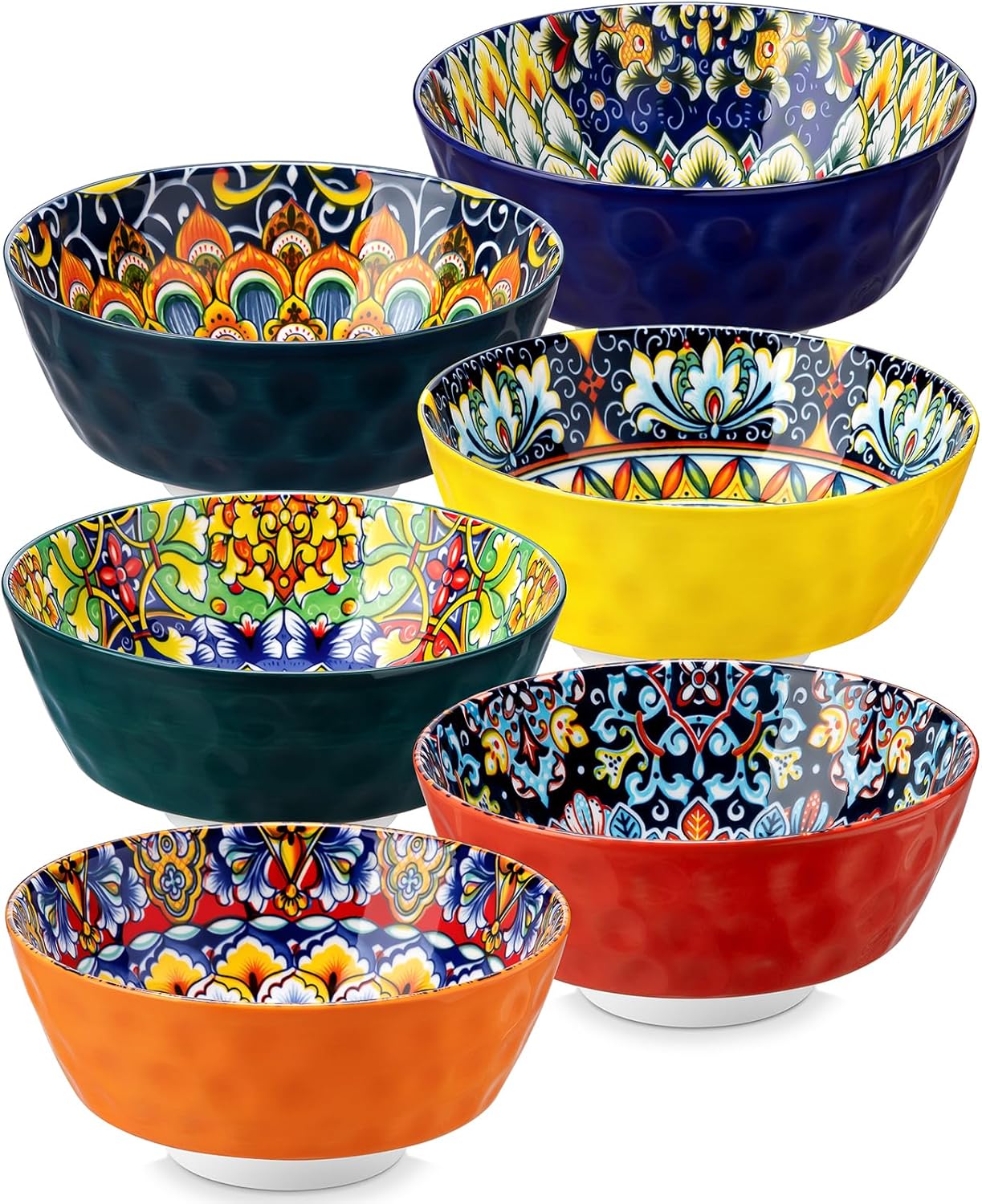 vancasso Cereal Bowls, Ceramic Soup Bowls Set of 6, 26 oz Colorful Bowls Set for Kitchen, Dishwasher & Microwave Safe- for Cereal, Soup, Oatmeal, Ice Cream, Salad, Pasta etc.