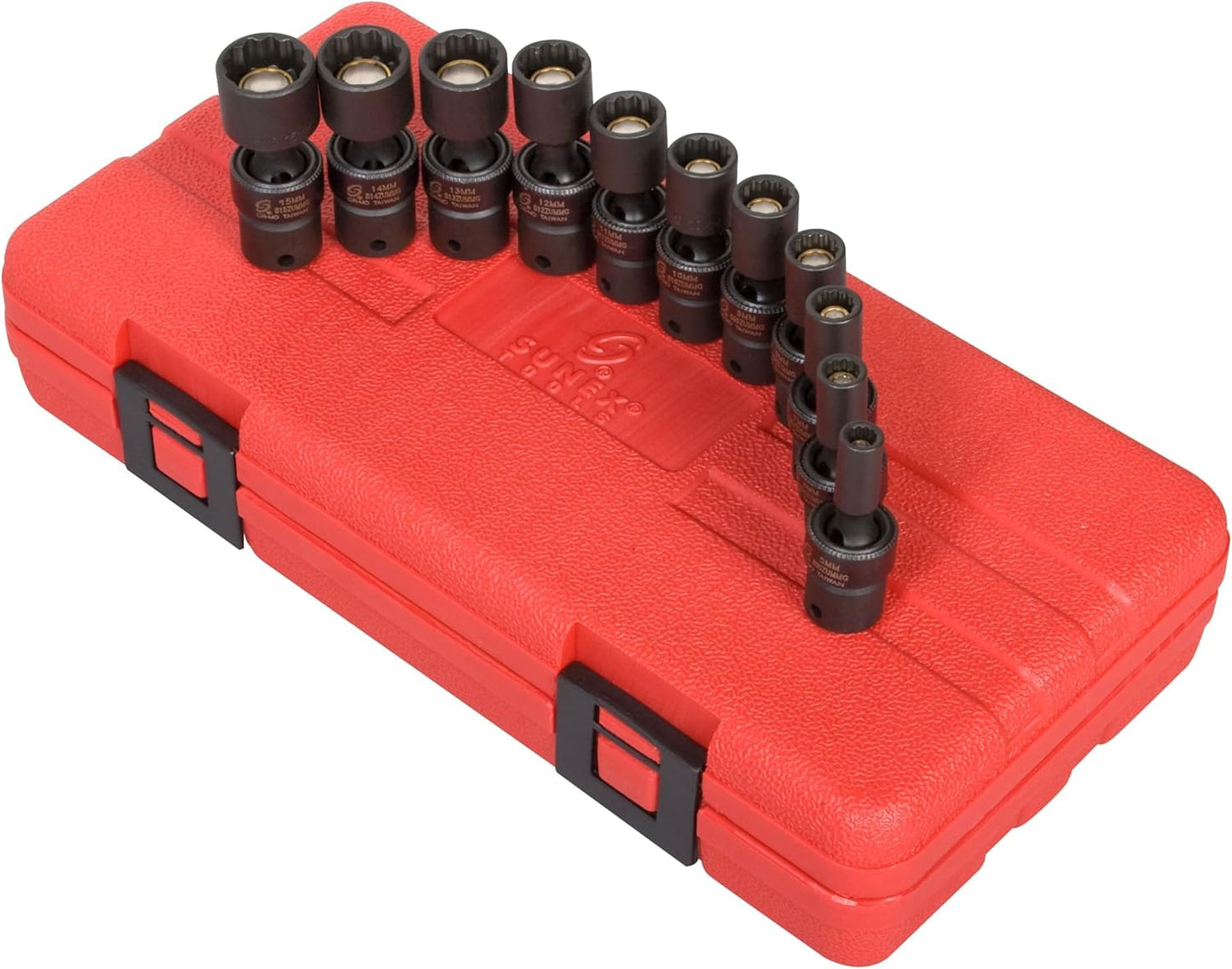 SUNEX TOOLS 1825 1/4-Inch Drive Universal Magnetic Impact Socket Set, Metric, 12-Point, Cr-Mo, 5mm - 15mm, 11-Piece