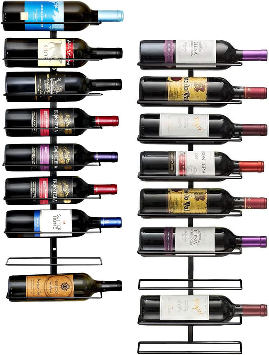 Sorbus Wall Mount Wine Rack 2-Pack \u2013 Holds 9 Bottles Each \u2013 Black Metal Wine Bottle Holders for Wall, Modern Wine Rack for Home Bar, Kitchen