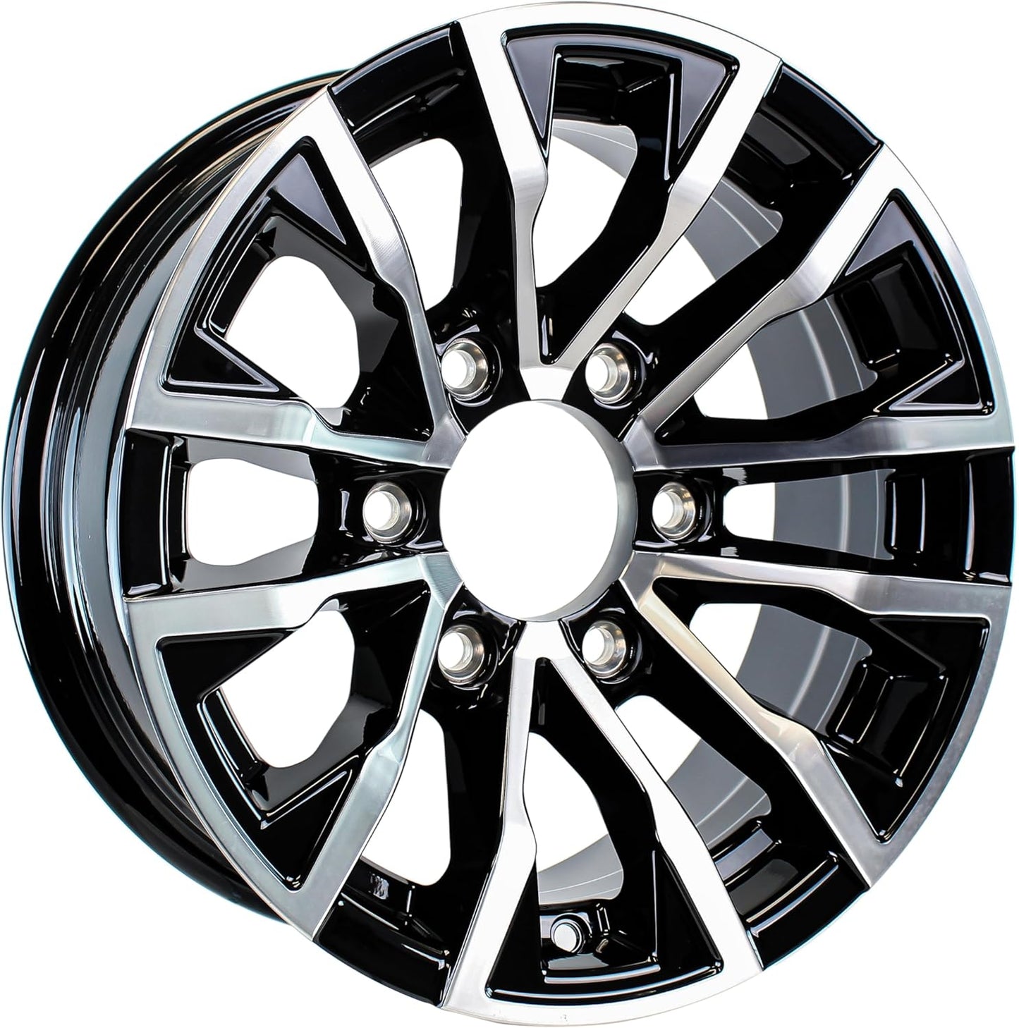eCustomrim Aluminum Trailer Wheel 16X6 16" Edge Black 6 Lug On 5.5" Center Rim