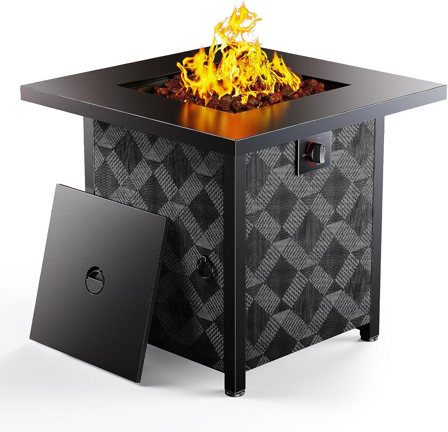 Ciays Propane Fire Pits 28\u2033 Outdoor Gas Fire Pit, 50,000 BTU Square Fire Pit Table with Lava Rocks, 2-in-1 Fire Table with Removable Lid, CSA-Certified for Outside Patio, Parties, Backyard, Garden