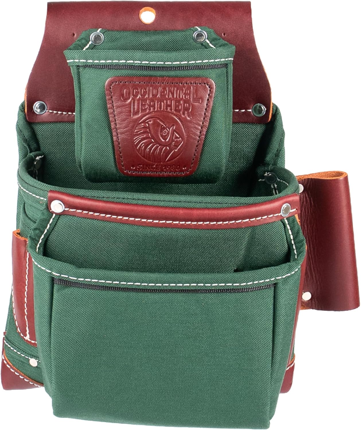 Occidental Leather OxyLights 3 Pouch Pro Fastener Bag - Green, Right Hand - 9 Pockets & Tool Holders - Made in USA