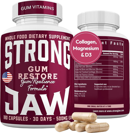 Gum Restore - Gum Care + Teeth Vitamins - Gum Health & Oral Health - Supports Receding Gums & Gum Care - Dental Vitamins for Adults – 180 Capsules, Non-GMO Gum Health Supplements