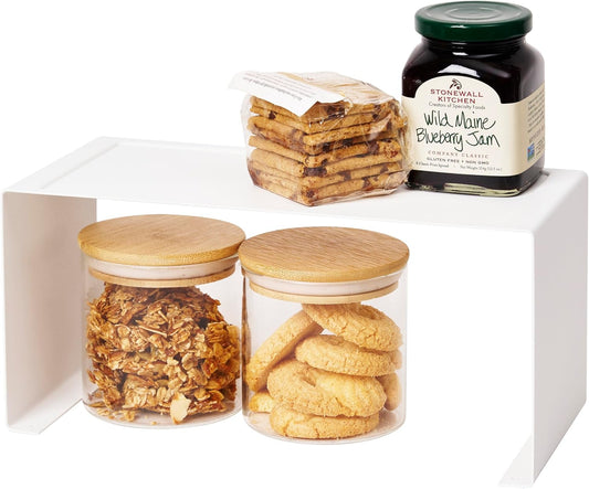 Yamazaki Home Tower Stackable Alloy Steel Kitchen Rack \u2013 Storage Organizer Counter Shelf White Small