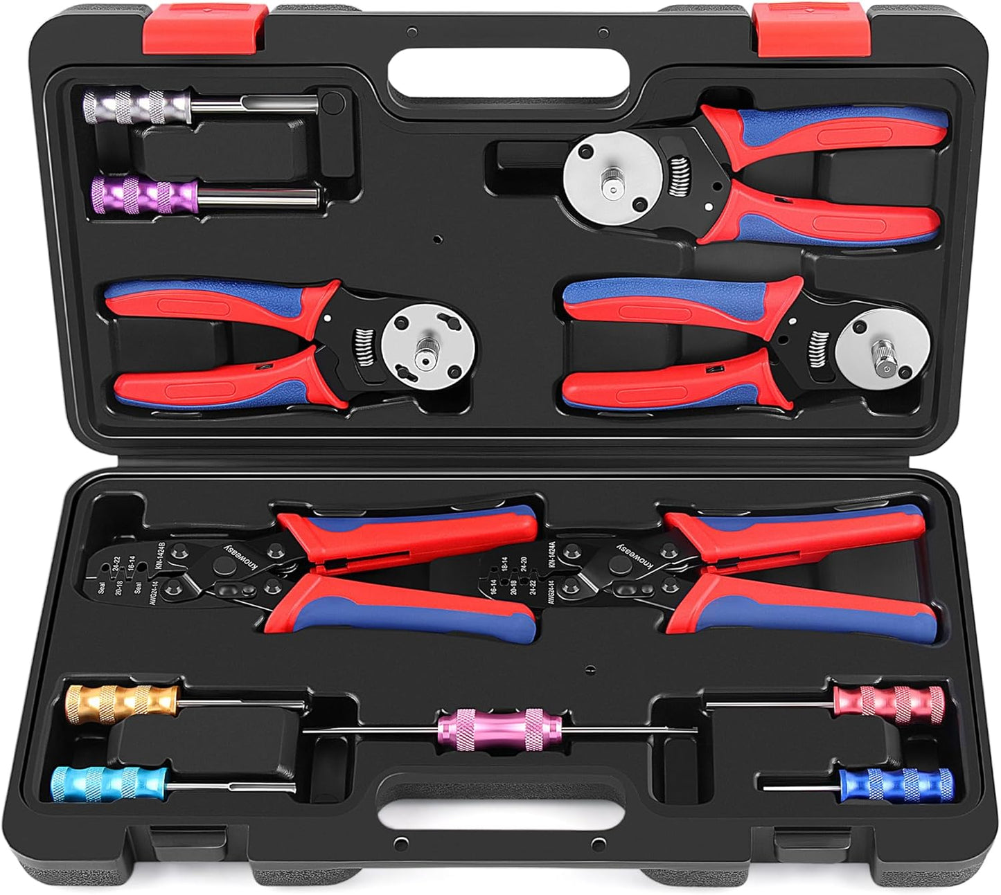 Knoweasy Deutsch Crimper Kits for Deutsch DT Connectors: Close Barrel and Open Barrel Crimper, Deutsch Removal Extraction Tool, Weather Pack Terminals - Includes 12PCS