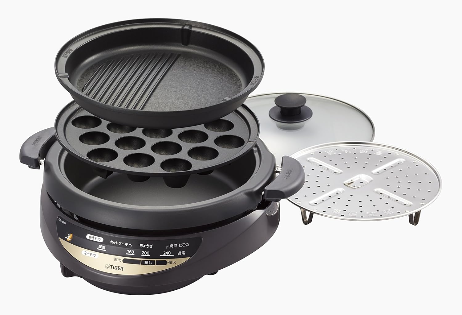 Tiger grill pan (three plates) Brown CQG-B300-T