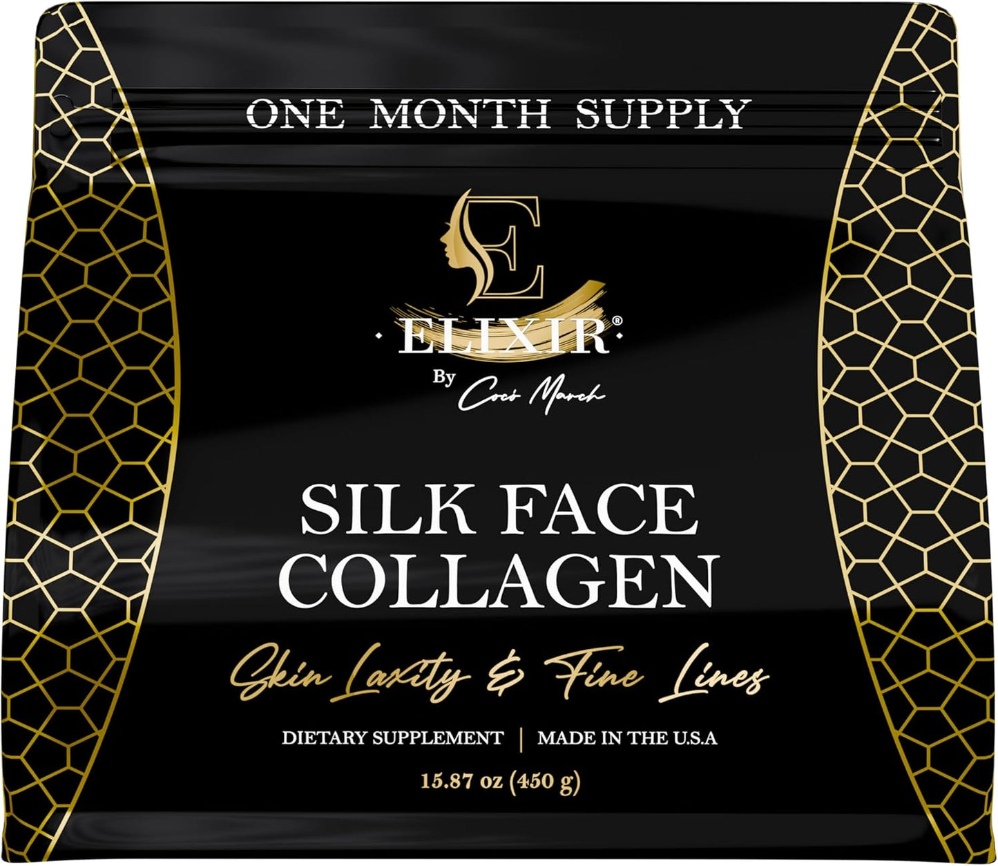 Silk Face Collagen–Silk Collagen for Face and Neck | Sericin-Activated Ultra Low Molecular Weight Collagen–Supports Skin Elasticity and Smooth Appearance–14g Protein–15.87 oz (450g)–Cocó March