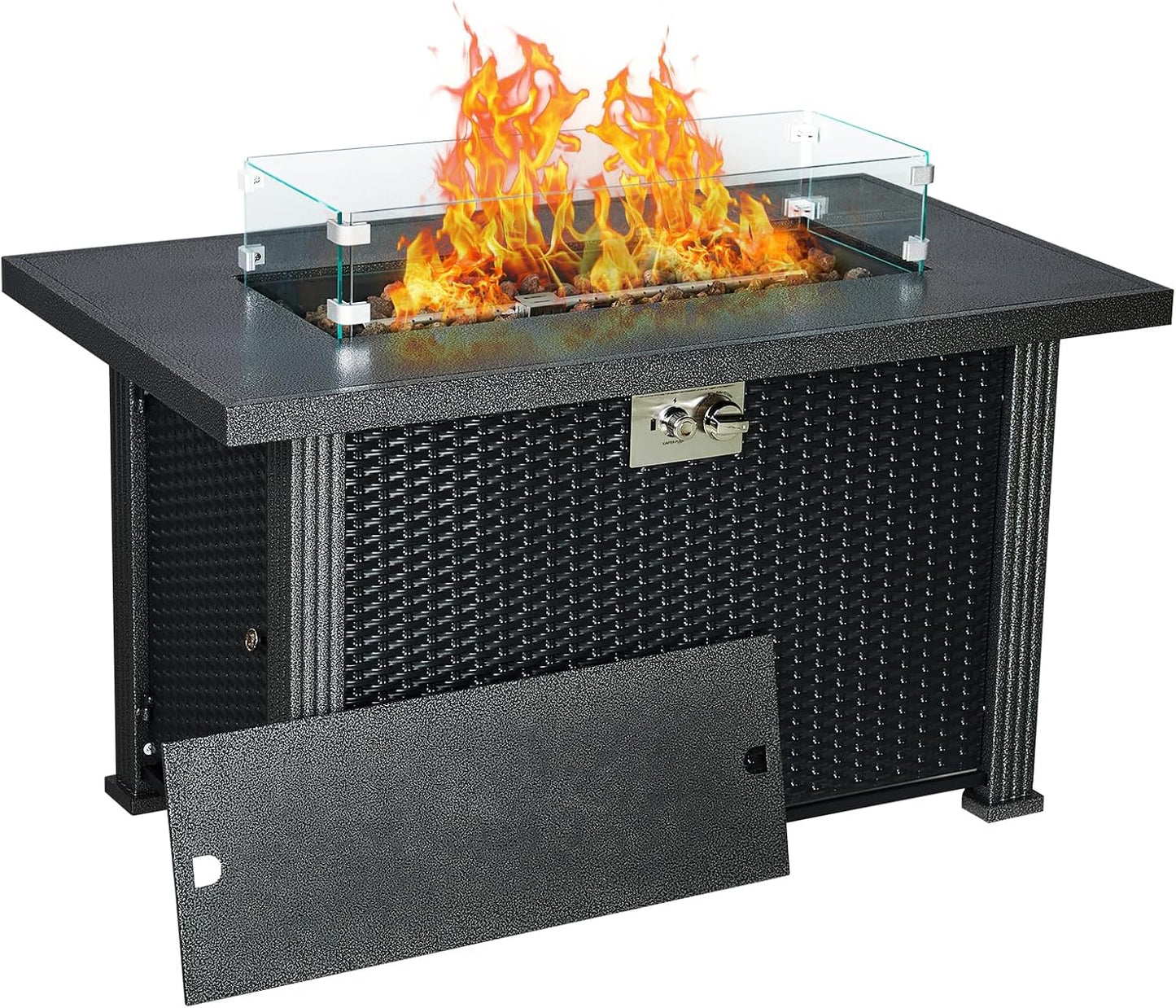 44 Inch Outdoor Gas Fire Pit Table, 50000 BTU Propane Firepit with Premium Heat Output, Convenient Electronic Ignition,Versatile Dining Functionality, for Patio or Garden