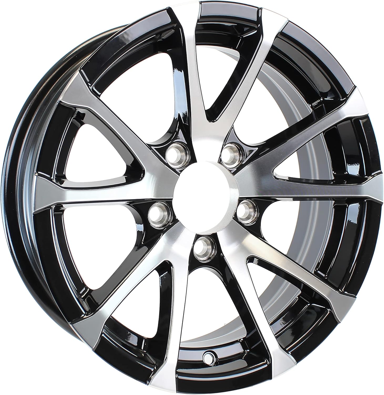 eCustomrim Aluminum Trailer Wheel 12X4 12" Rim Black and Machined 5 Lug