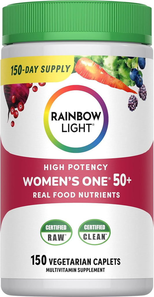 Rainbow Light Multivitamin for Women 50+, Vitamin C, D & Zinc, Probiotics, Women\u2019s One 50+ Multivitamin Provides High Potency Immune Support, Non-GMO, Vegetarian, 150 Tablets