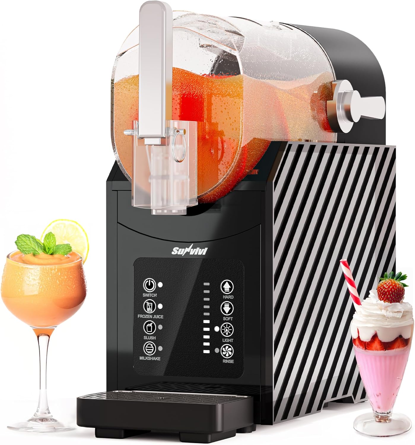 Sunvivi Slushie Machine for Home: 87 oz Slushy Machine with Self-Cleaning Function, Professional Frozen Drink Maker with Frozen Juice, Slush & Milkshake, Snow Cone Machine with Hardness Control, Black