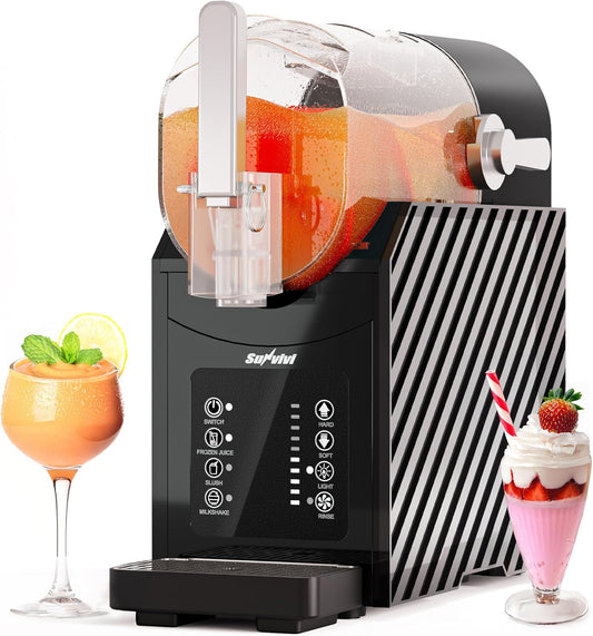 Sunvivi Slushie Machine for Home: 87 oz Slushy Machine with Self-Cleaning Function, Professional Frozen Drink Maker with Frozen Juice, Slush & Milkshake, Snow Cone Machine with Hardness Control, Black
