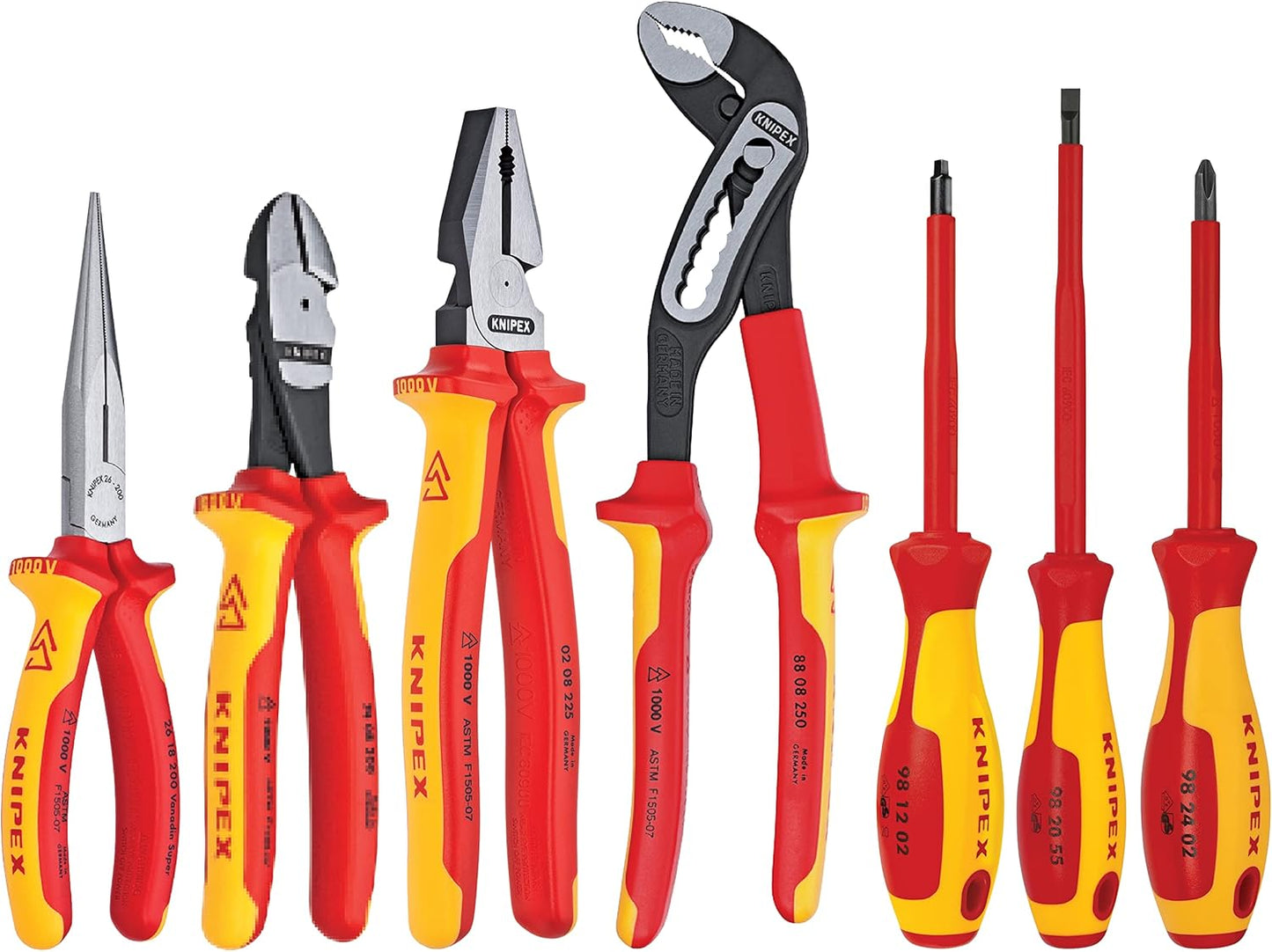 Knipex 989825US 7-Piece 1000V Insulated Pliers, Cutters, and Screwdriver Commercial Tool Set