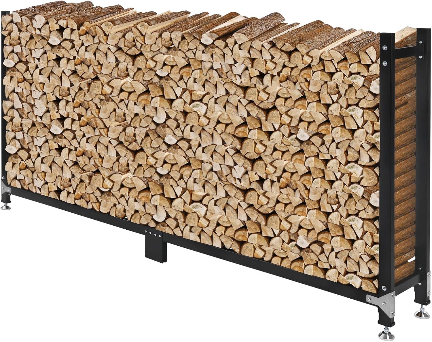 M METERXITY 8ft 1\/2 Cord Firewood Rack Outdoor Upgrade Heavy Load-Bearing Frame, Wood Racks with Anti-Slip Adjustable Pad, Firewood Holder Storage Logs Stand for Outdoor Patio Firepit