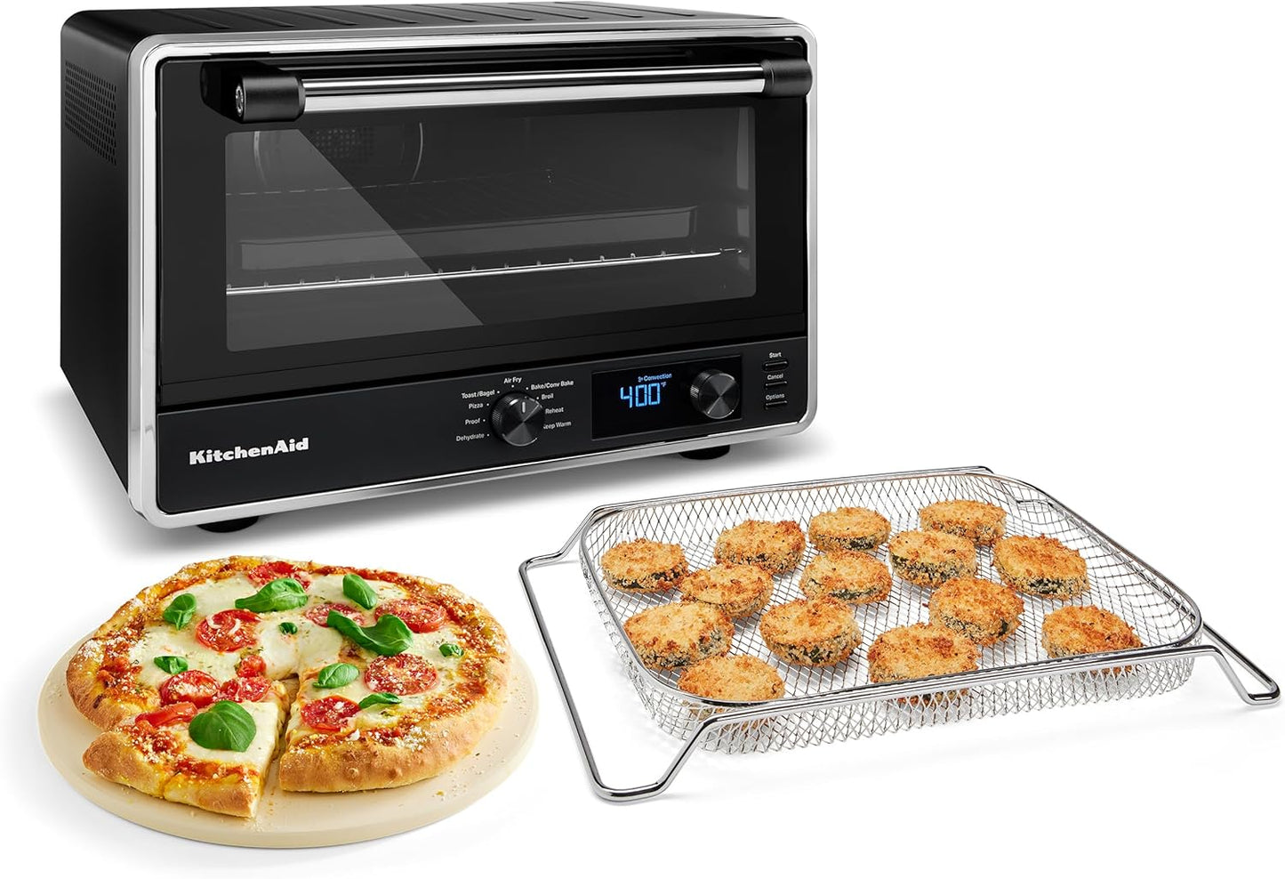 KitchenAid Digital Countertop Oven with Air Fry & Pizza Stone, KCO128BM, Black Matte