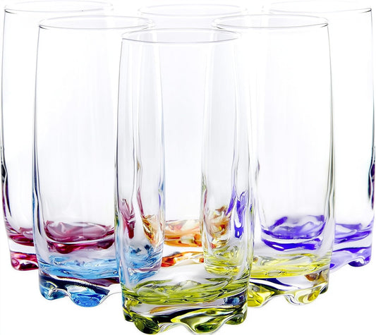 Vibrant Splash Water, Beverage Highball Glasses, 13.25 Ounce - Set of 6