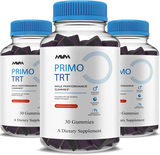 (3 Pack) Primo TRT Maximum Strength Performance Gummies PrimoTRT Gummy Supplement, Prime TRT Maximum Strength Advanced Shiljait Vitamin Support Supplement, Primo TRT Premium Gomitas (3 Month Supply)