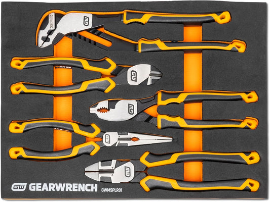 GEARWRENCH 5 Piece PITBULL Cushion Grip Pliers Set in Foam Storage Tray - GWMSPLR01