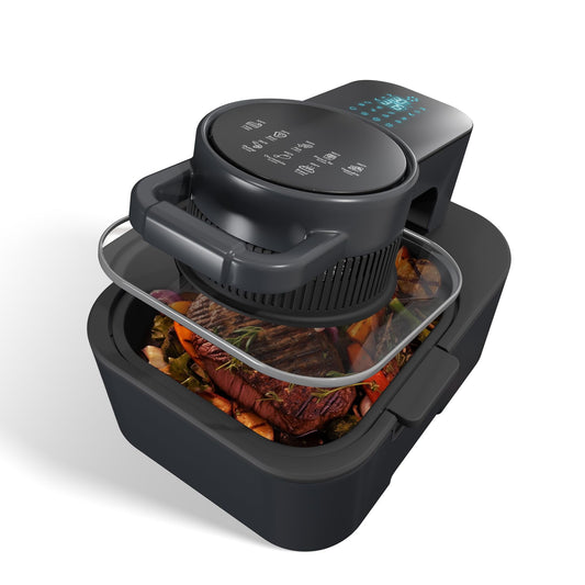 8QT Easy View Non Toxic Air Fryer, 1750W, 6-in-1 Non-drawer Digital Air Fryer, Precise Temp & Timer Control and Pre-Set Timer, Auto Shutoff, Roast, Bake, Air Fry, Broil, Reheat & Dehydrate, Black