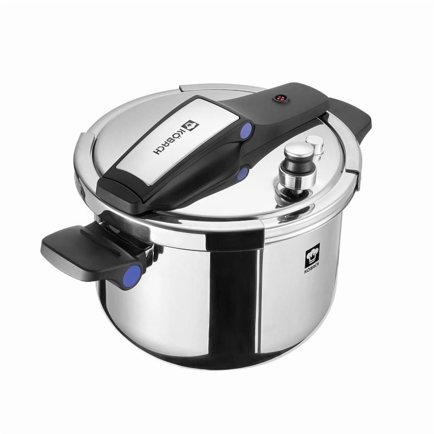 8QT Stainless Steel Silver Pressure Cooker for Home Cooking, Compatible with Induction and Gas Stovetops, Dishwasher Safe, One-Hand Opening Design