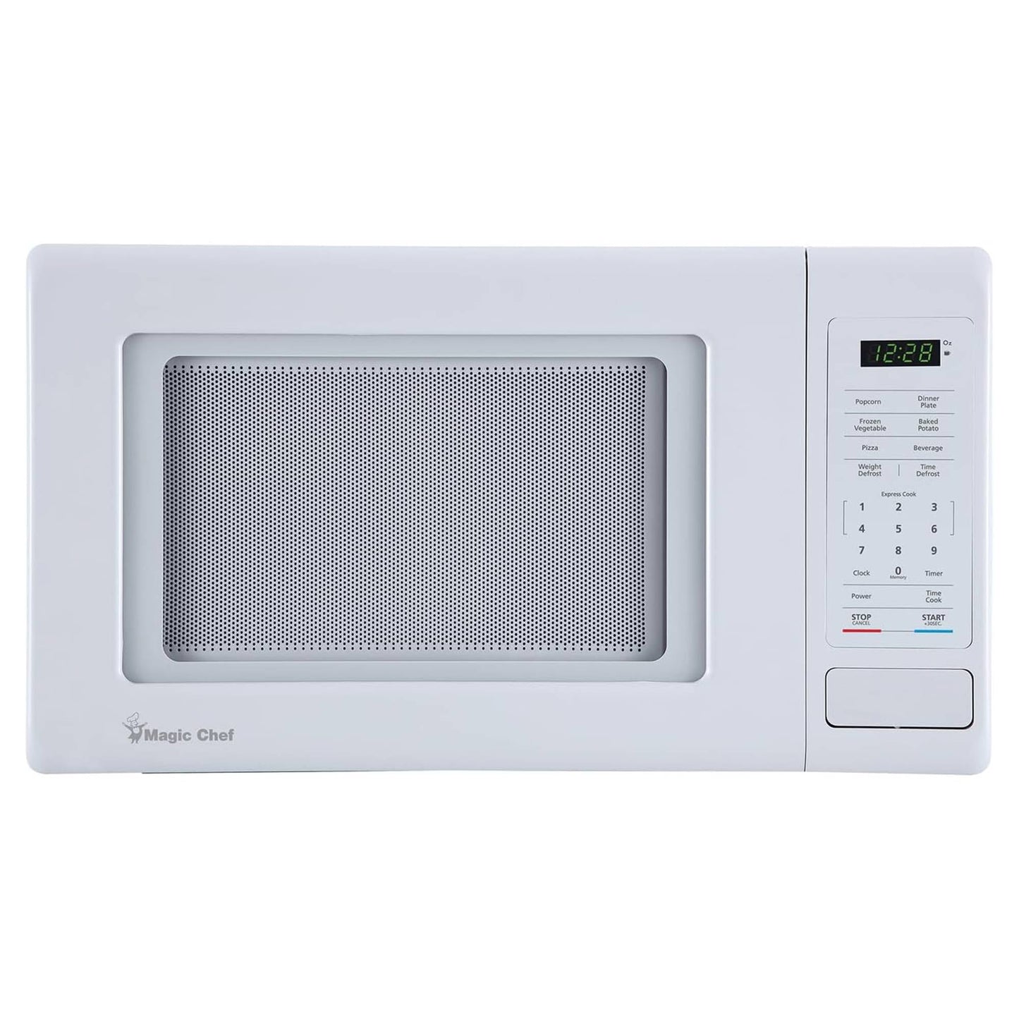 Open Box Magic Chef 0.9 Cubic Feet 900 Watt Stainless Microwave Oven, White