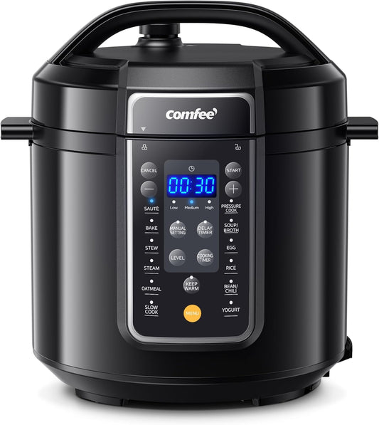 9-in-1 Electric Pressure Cooker, 14 Presets Instant Multi Cooker Olla de Presion Non-Stick Pot Yogurt Maker Rice Cooker Slow Cooker Sauté Steamer 6 Quarts Black