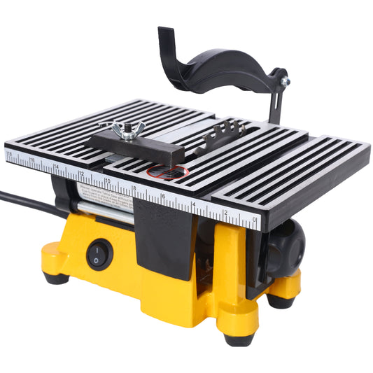 90W Mini Table Saw - 4 Miter Saw for Cutting of Metal & Wood, Includes 3 Blades, Ideal for DIY Enthusiasts and Woodworking Projects