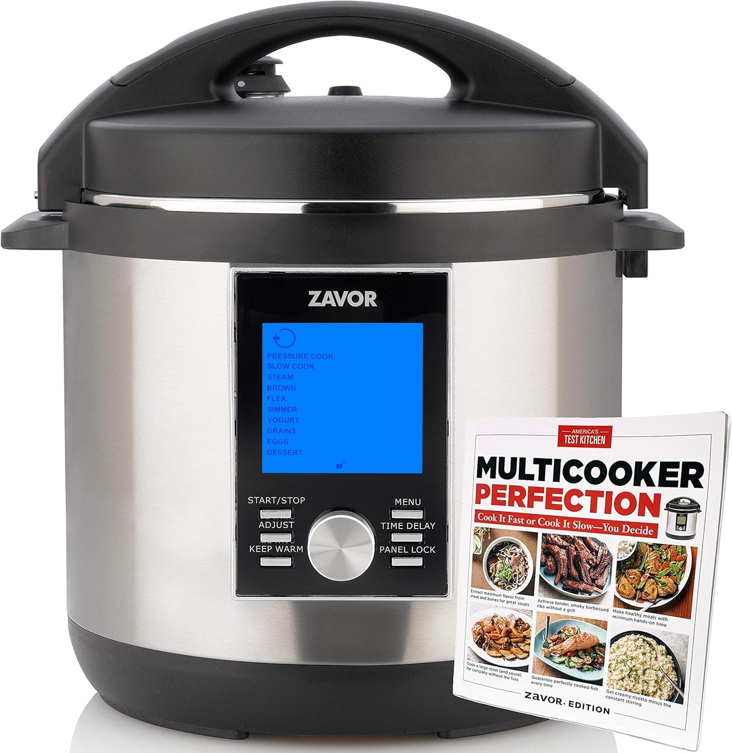 Zavor LUX LCD 6 Quart Multi-cooker with America's Test Kitchen Multicooker Perfection Cookbook, Stainless Steel