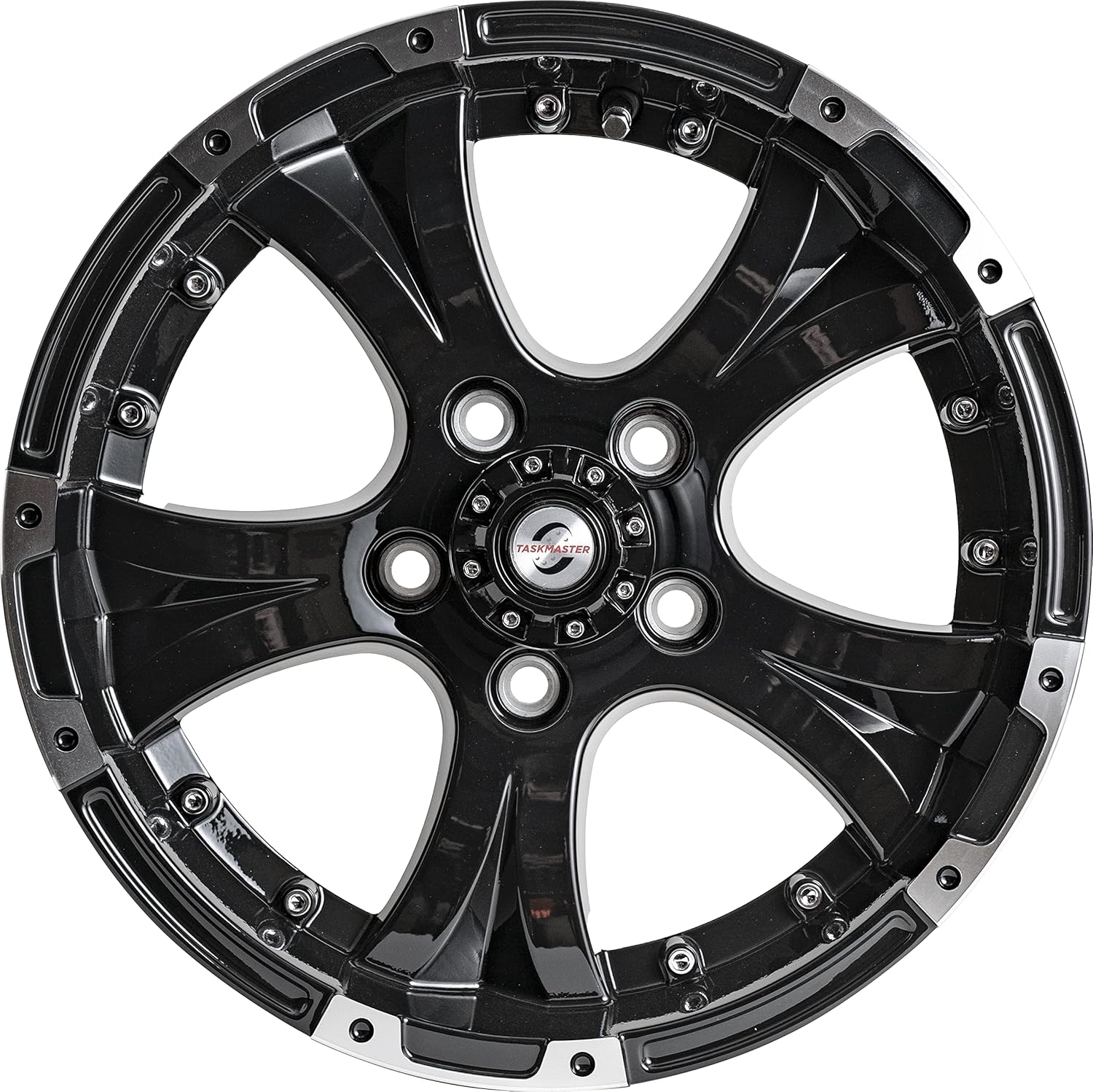 15x5 5x4.5 - Viking Series Machined Lip and Face Gloss Black Aluminum Trailer Wheel with Black Cap *Trailer Use Only