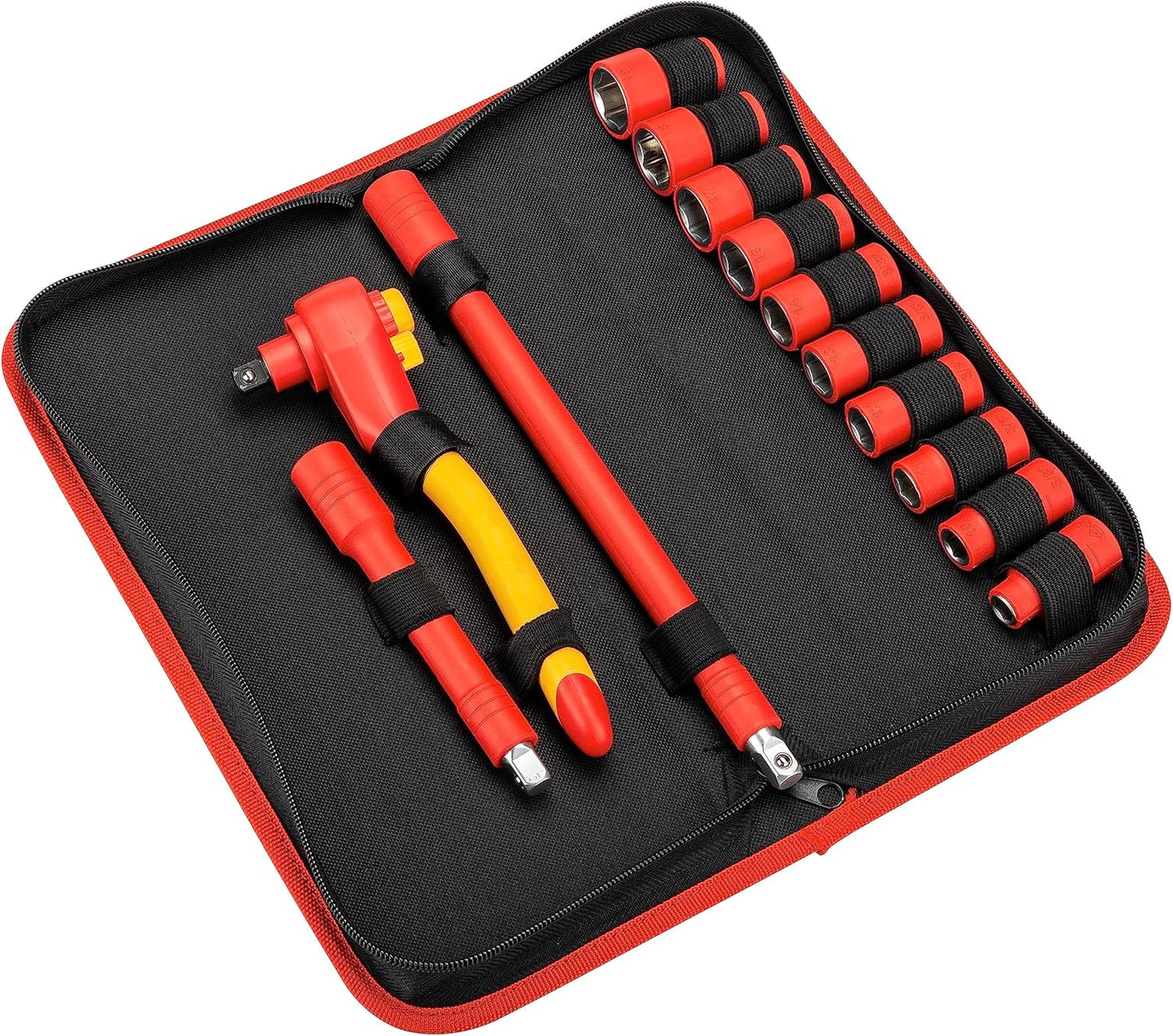 Powerbuilt 13-Piece VDE Tool Set, Insulated Ratchet, Sockets, Extensions, High-Voltage Electrical and Hybrid Vehicles, Home Repair - 642937