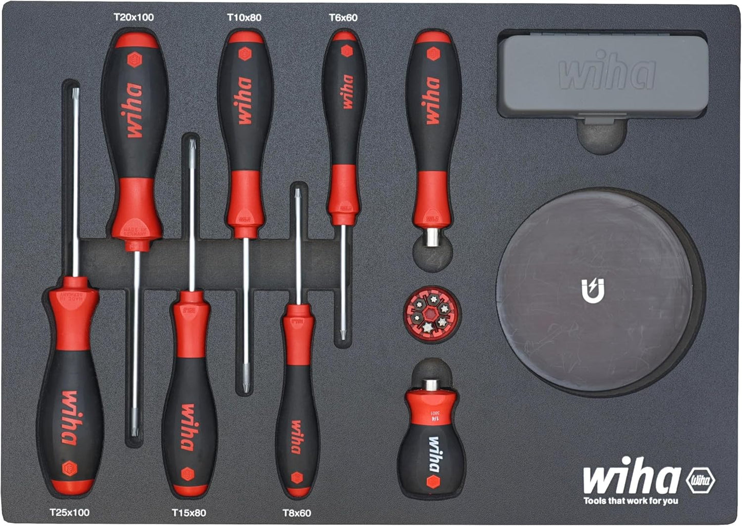 Wiha 91851 45 Piece Knife Maintenance Magnetic Workstation Tray Set