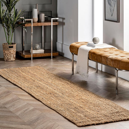 nuLOOM Ashli Solid Farmhouse Jute Runner Rug, 2' 6" x 6', Natural