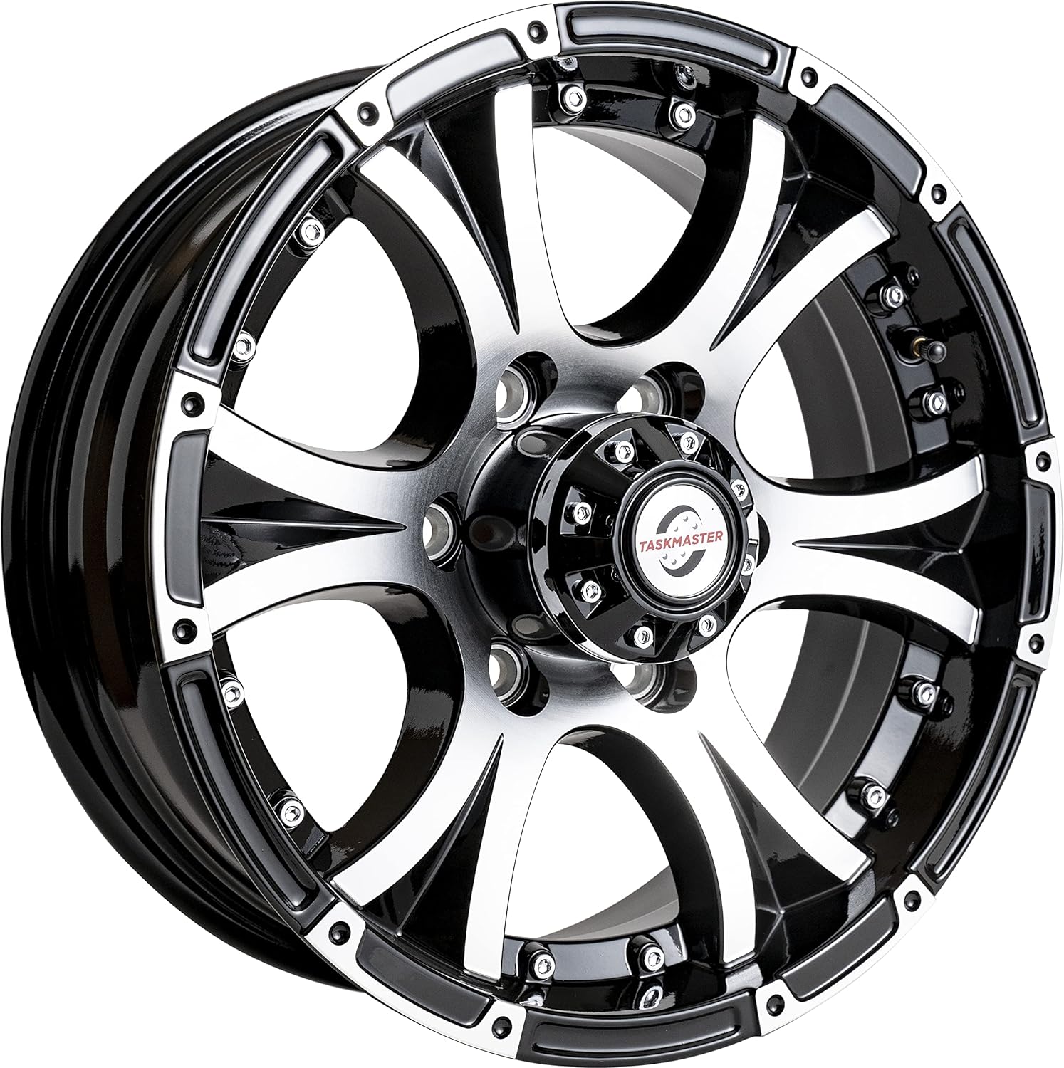 Viking Series 16" x 6" & 6x5.5 Machined Lip and Face Gloss Black Aluminum Finish Wheel with Black Cap