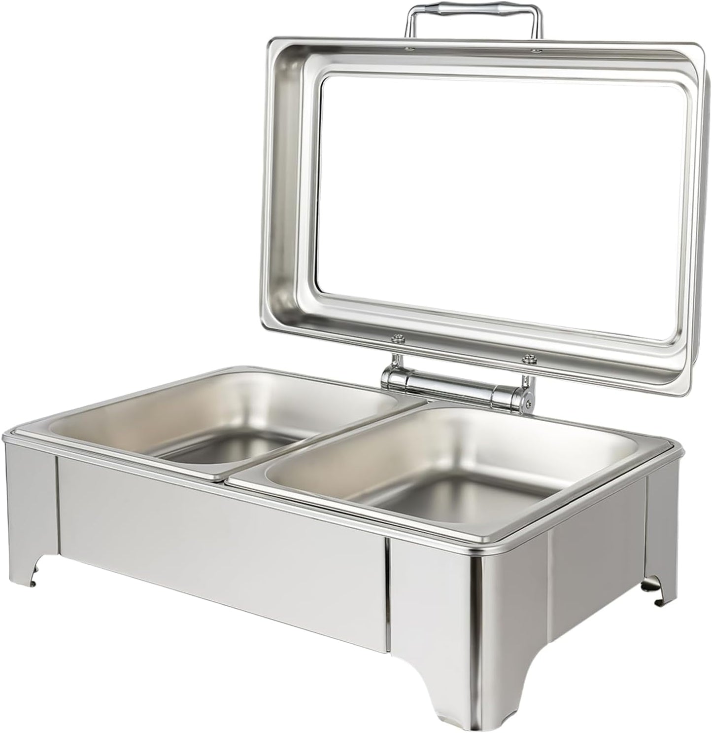 9L Chafing Dish Buffet Set 400W 110V Electric Buffet Food Servers and Warmers Professional Commercial Chaffing Server with 2 Trays for Catering (Temperature Adjustable 35-80℃)