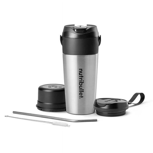A-Sonic XS71569 Flip Portable Blender with Insulated Cup - Cordless - Brushed Stainless - NBPB50350SS
