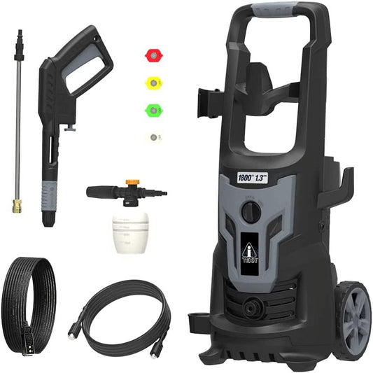 A-iTech 1800 PSI 1.3 GPM Electric High Pressure Power Wash Machine with Detergent Tank and Adjustable Nozzles for Home Use Cars/Garden/Patios/Driveways Cleaning (AT30-51801)
