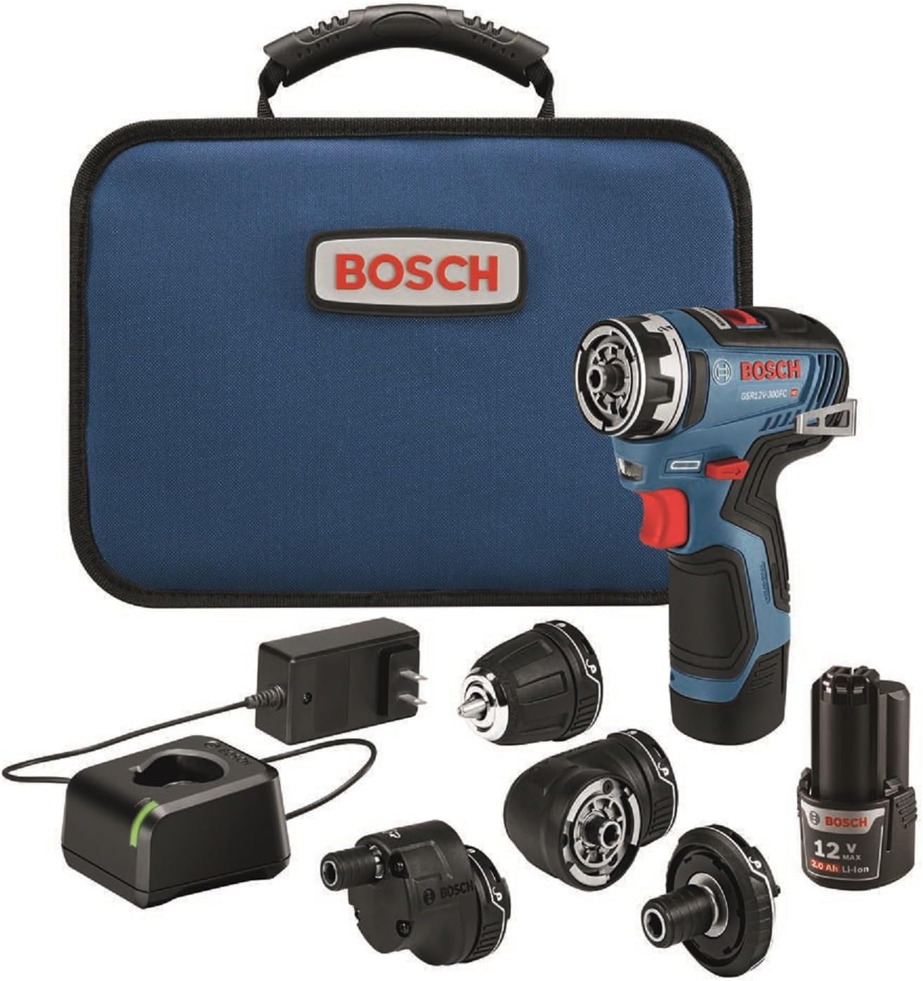 Bosch GSR12V-300FCB22 12V Max Drill\/Driver with 5-In-1 Flexiclick® System with (2) 2.0 Ah Batteries