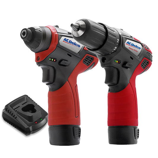 ACDelco ARI12105-K5 G12 Series 12V Cordless Li-ion 3/8" 2-Speed Drill Driver & 1/4" Impact Driver Combo Tool Kit with 2 Batteries