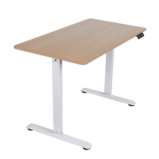 ACEssentials Escritorio ElÃ©ctrico Ajustable en Altura para Sentarse/pararse, Madera Natural/blanco, Adolescente/adulto 43,3x23,6x40