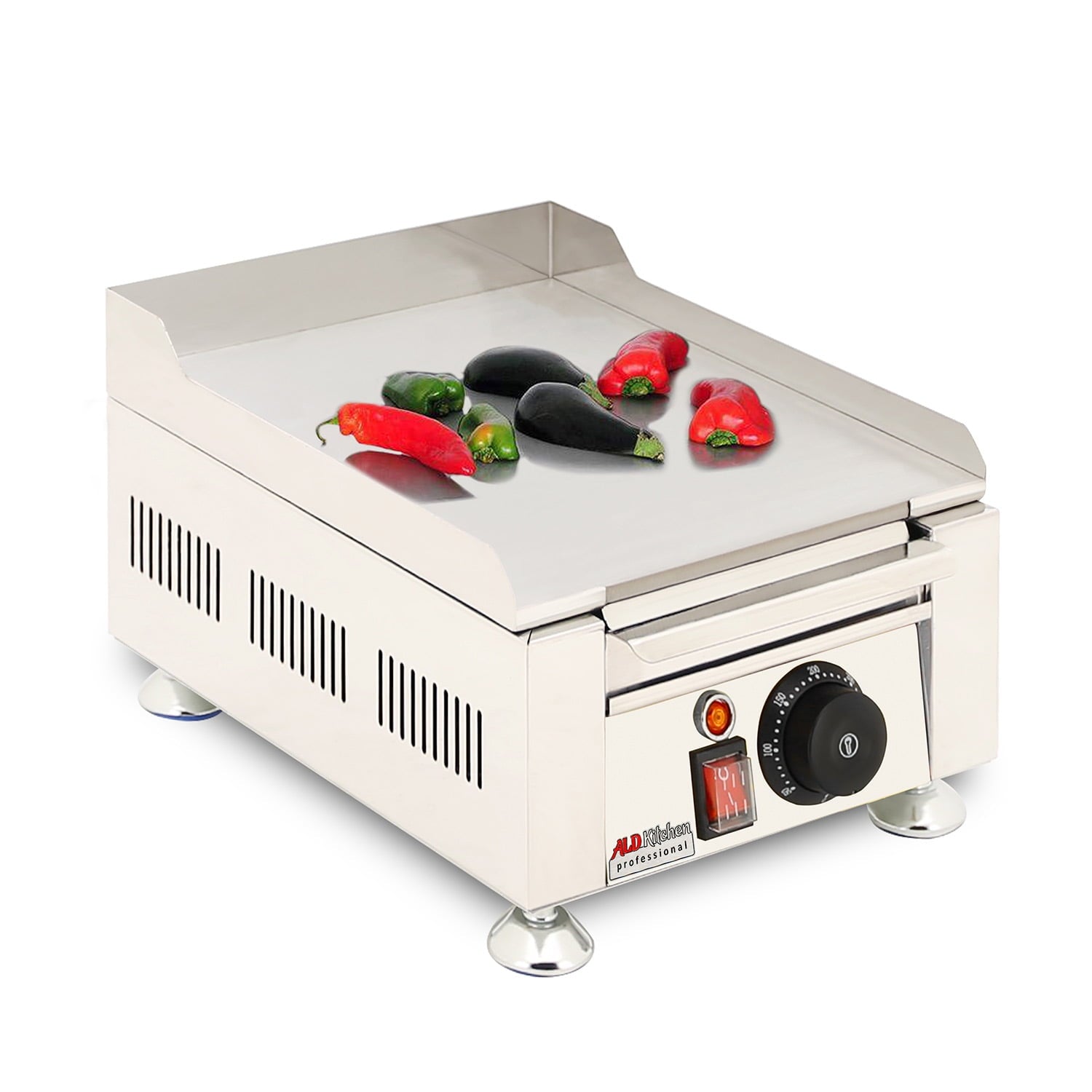 ALDKitchen Flat Top Griddle | Compact Teppanyaki Grill with Scapula | Manual Control | 110V (12.59" x 11.02")