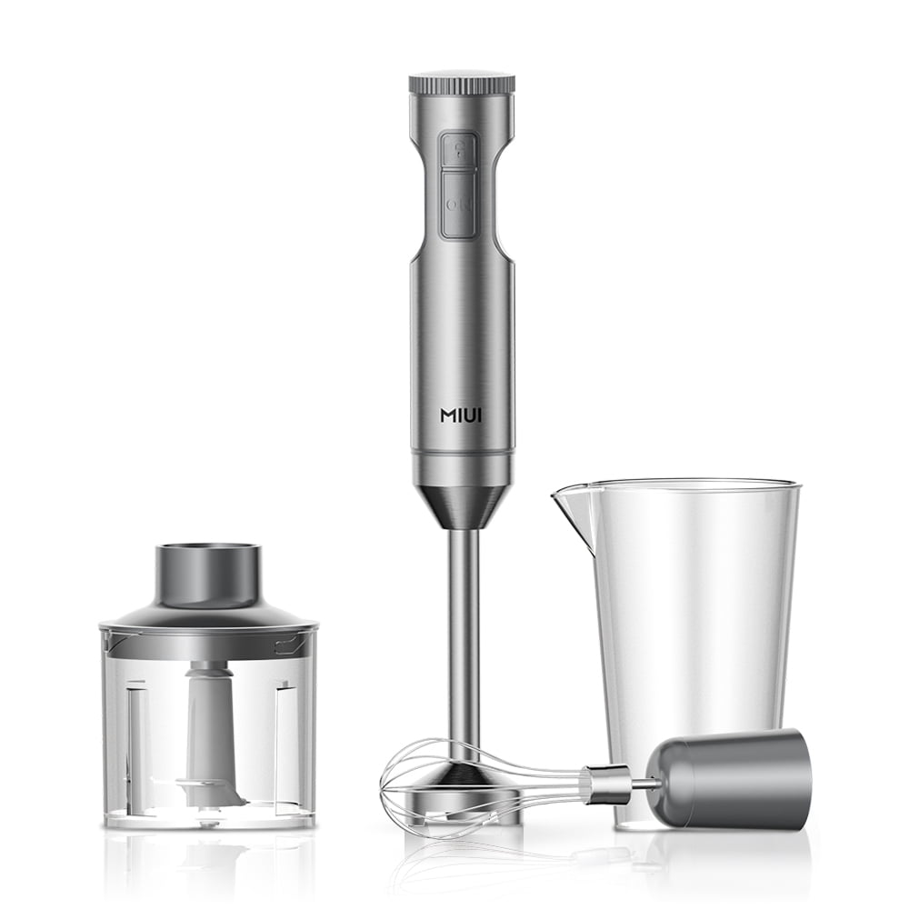 AOLIGEI Hand Immersion Blender 1000W Powerful 4-in-1,Stainless Steel Stick Food Mixer,700ml Mixing Beaker,500ml Processor,Whisk