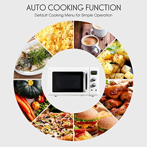 ARLIME Retro Microwave Oven, 900W/0.9Cu.Ft, Small Countertop Microwave w/Defrost & Auto Cooking, LED Display, Pull Handle, Easy Clean Stainless Steel Interior, Child Lock, ETL Cert