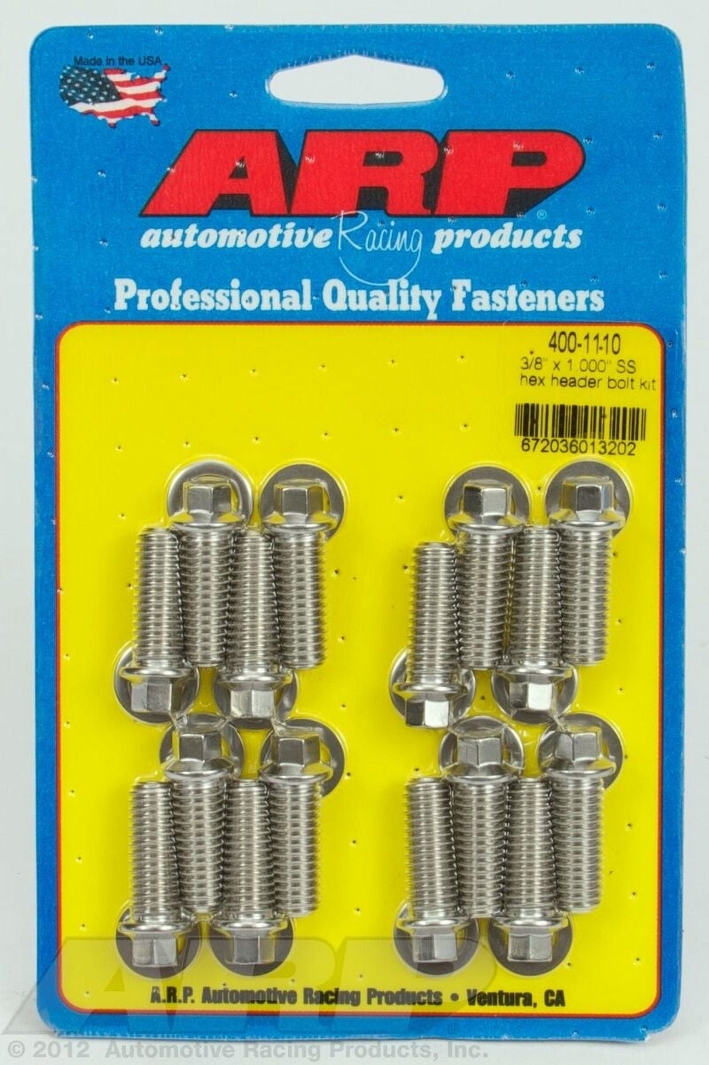 ARP 400-1110 Polished 3/8 x 1.000 SS hex header bolt kit